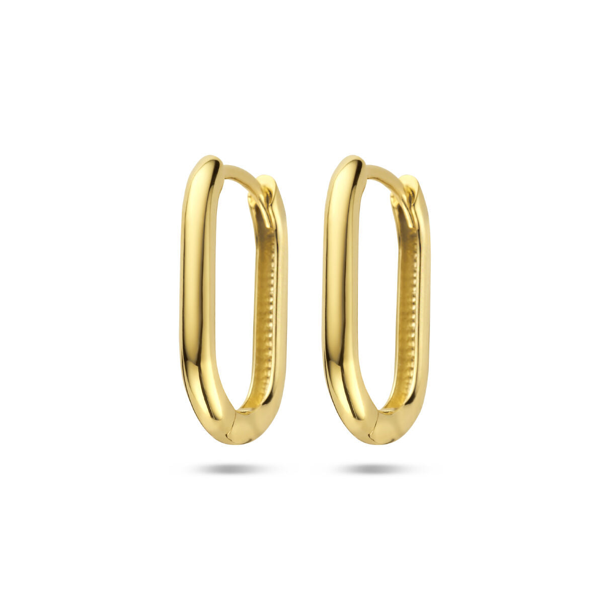Klapoorringen van 14K geelgoud in de vorm van een paperclip met een glanzende afwerking.