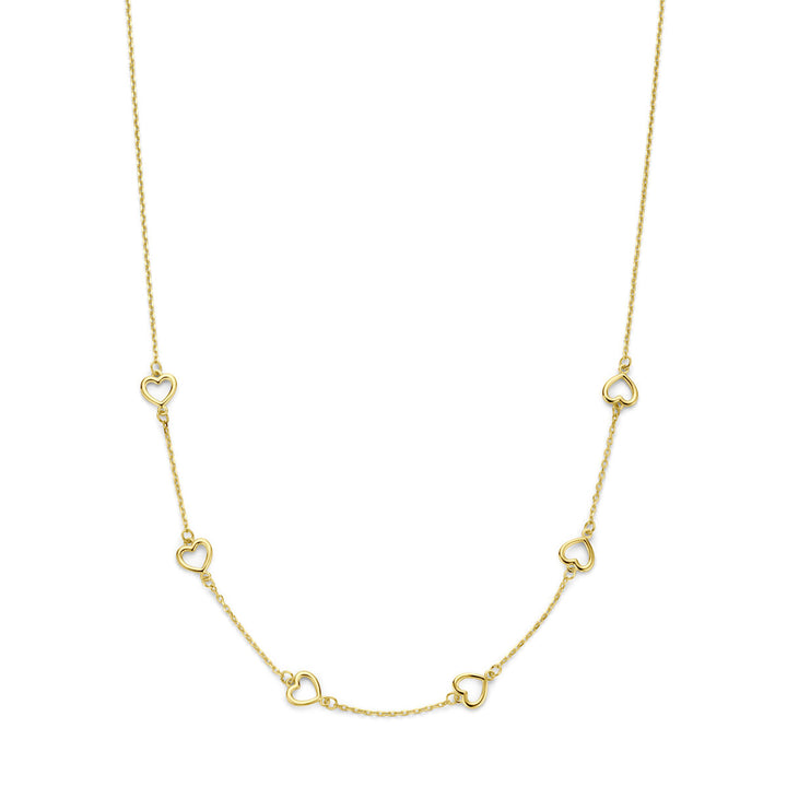Gold ladies necklace hearts 14K