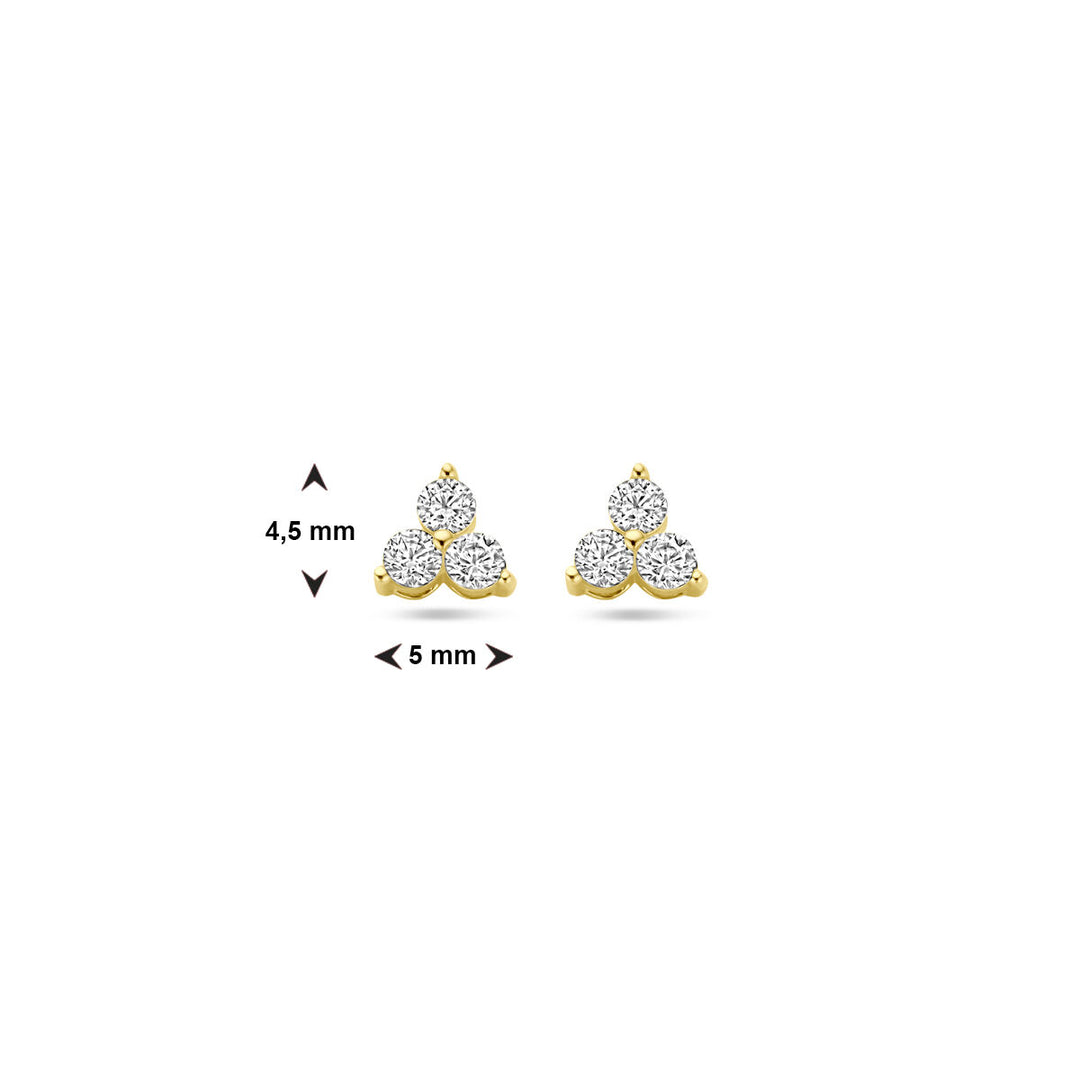 ear studs zirconia 14K yellow gold