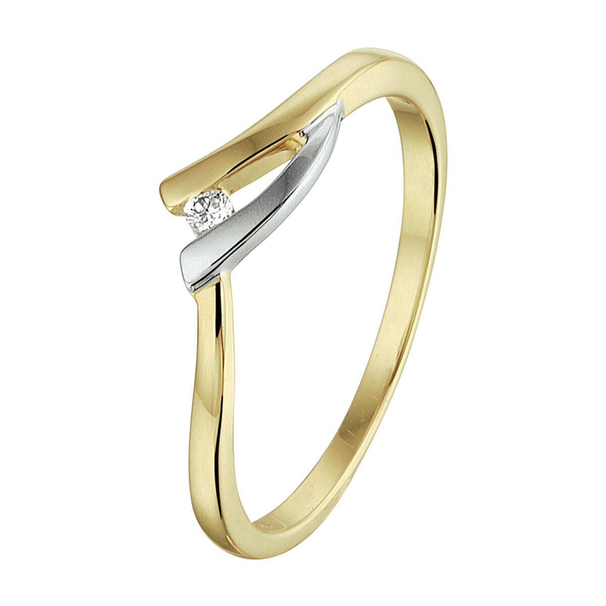 ring diamond 0.022ct h si 14K bicolor gold yellow/white 