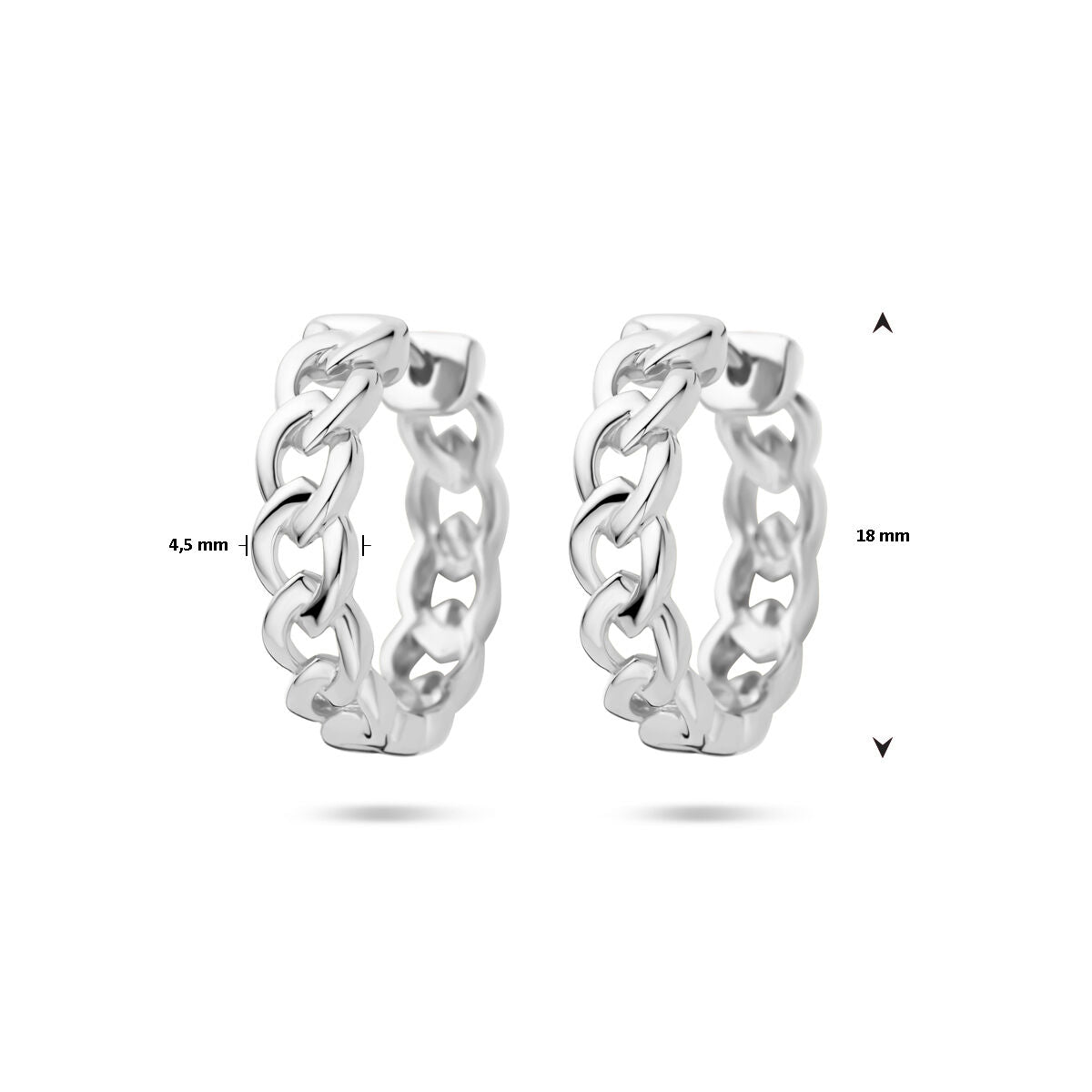 klapoorringen schakelmotief 18mm zilver gerhodineerd
