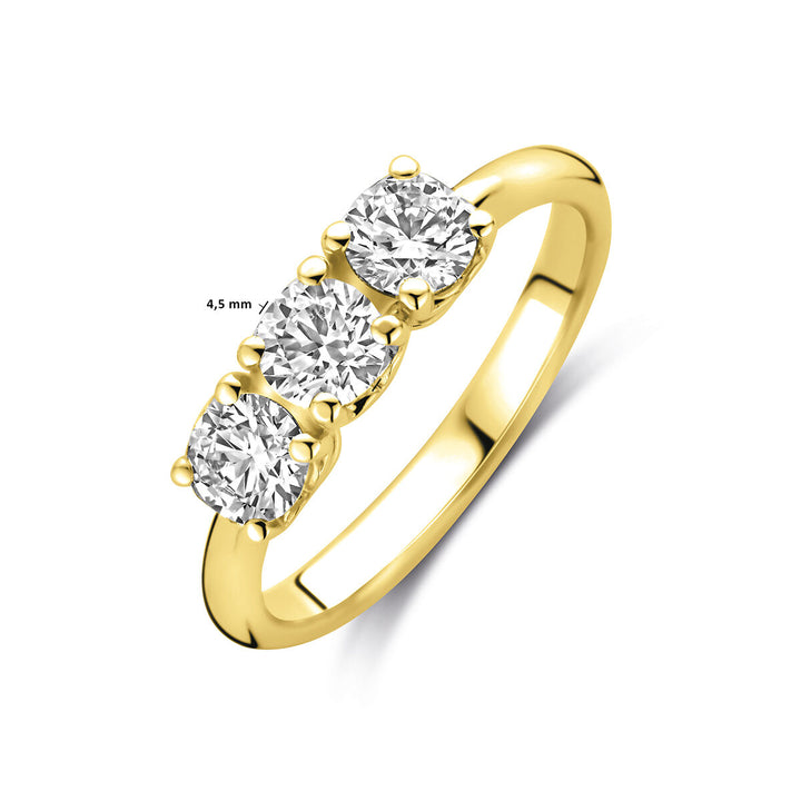 14k Geelgouden damesring met 0.90ct lab grown diamant