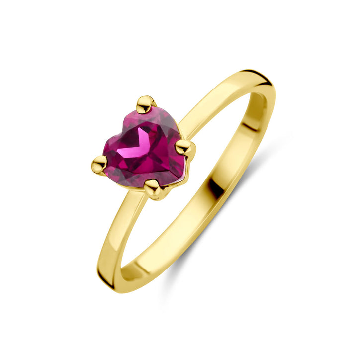 ring heart rhodolite 14K yellow gold