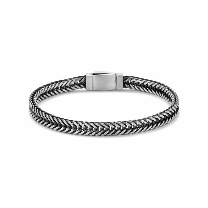 Silver bracelet men's oxi foxtail 6.4 mm oxidized