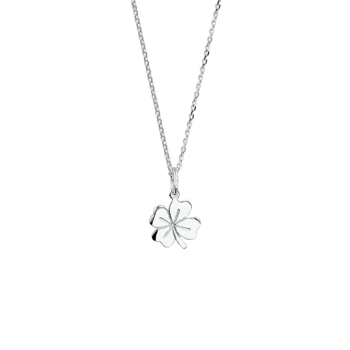 necklace clover 41 + 4 cm silver white