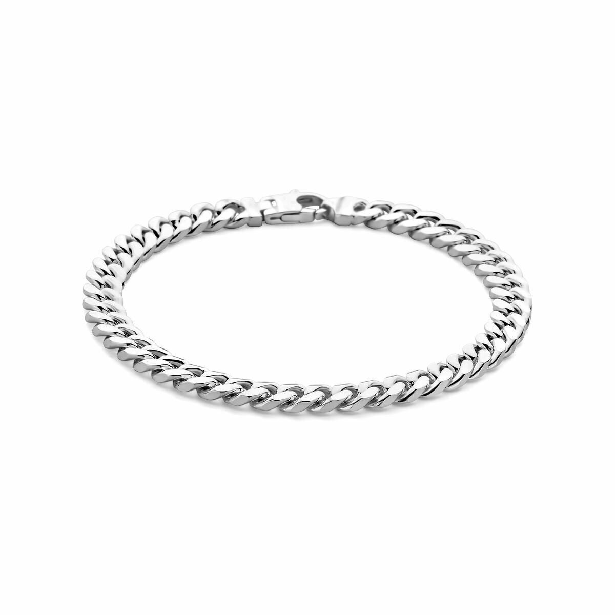 Zilveren herenarmband gourmette van 6,6 mm met een glanzende afwerking en stevige sluiting.