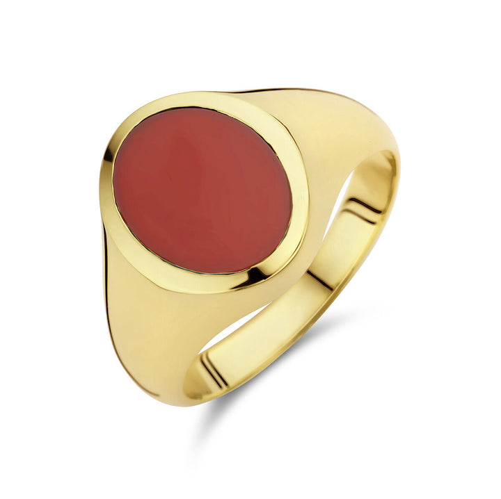 signet ring solid carnelian 11 x 8mm 14K yellow gold