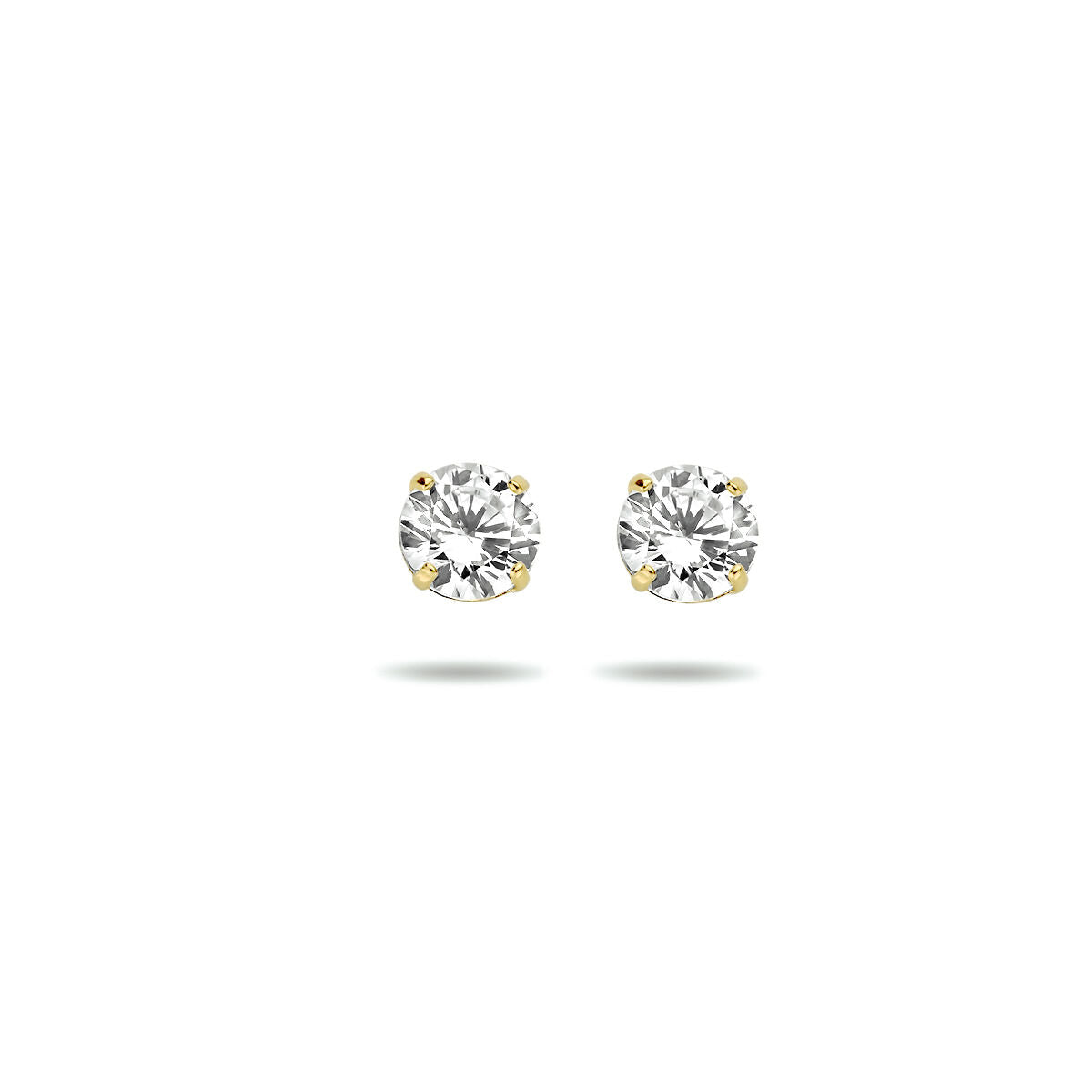 Een paar oorknoppen zirkonia 14K geelgoud van Van der Kooij Collectie getoond op een effen witte achtergrond met subtiele schaduwen eronder.
