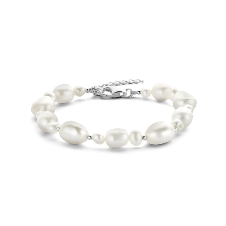 Silver bracelet ladies pearls rhodium plated