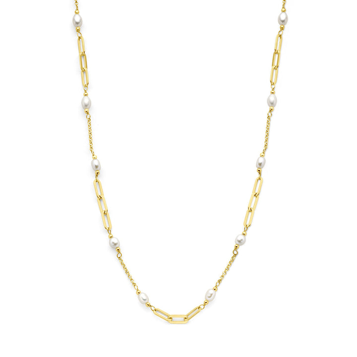 Silberkette Damen Perlen 3 Mikron vergoldet (gelb)