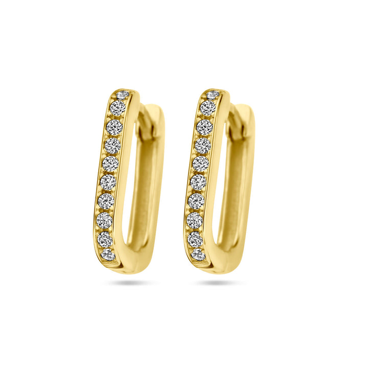 drop earrings paperclip zirconia 14K yellow gold