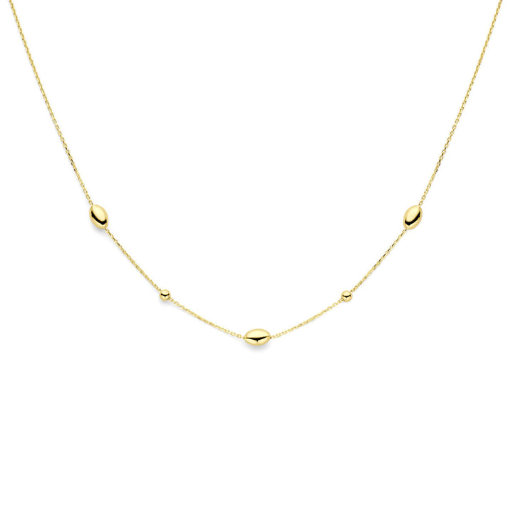 Gold ladies necklace ovals and balls 14K