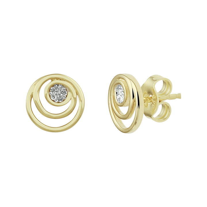 ear studs round diamond 0.03ct (2x 0.015ct) h si bicolor stamped 14K yellow gold