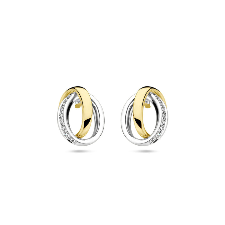 oorknoppen diamant 0.05ct (2x 0.025ct) h si 14K bicolor goud geel/wit
