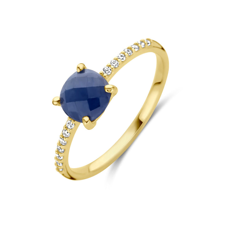 ring sapphire and zirconia 14K yellow gold