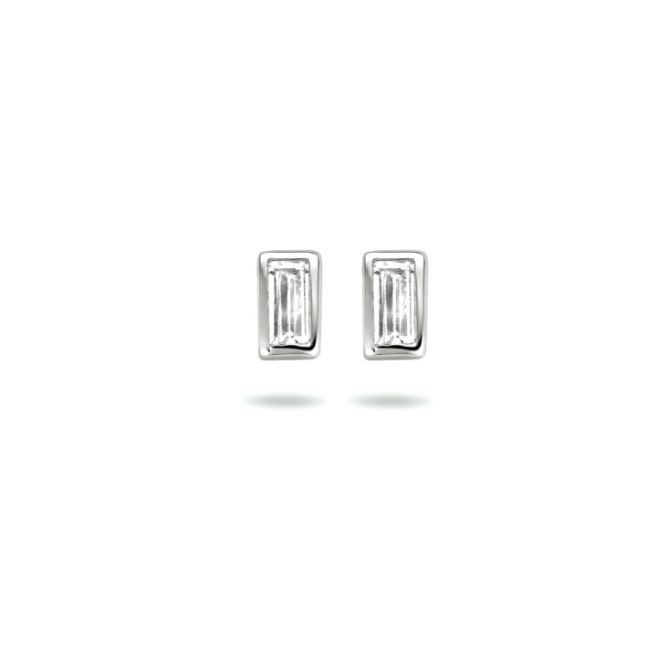 ear studs zirconia silver rhodium plated