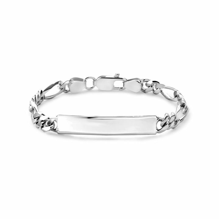 graveerarmband figaro plaat 8,0 mm zilver wit