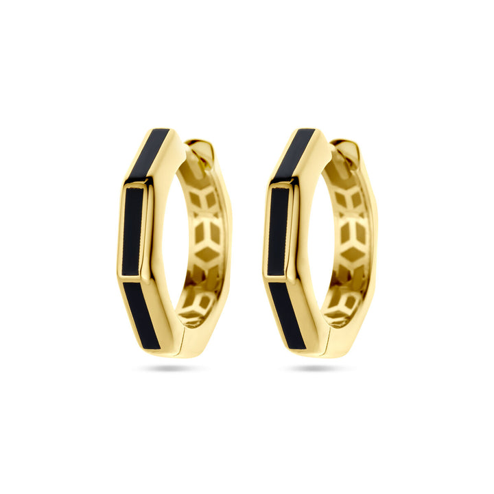 drop earrings black enamel 14K yellow gold