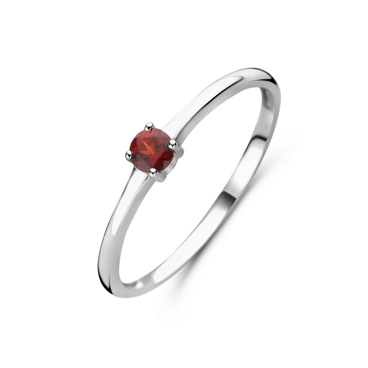 ring with birthstone garnet January silver rhodium plated