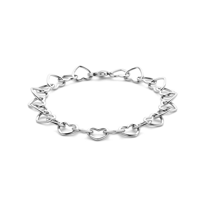 Silver ladies bracelet with rhodium-plated hearts