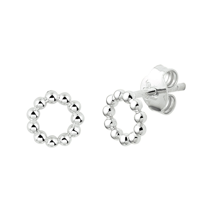 stud earrings round silver rhodium-plated balls