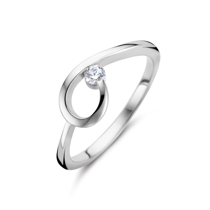 ring zirconia silver rhodium plated