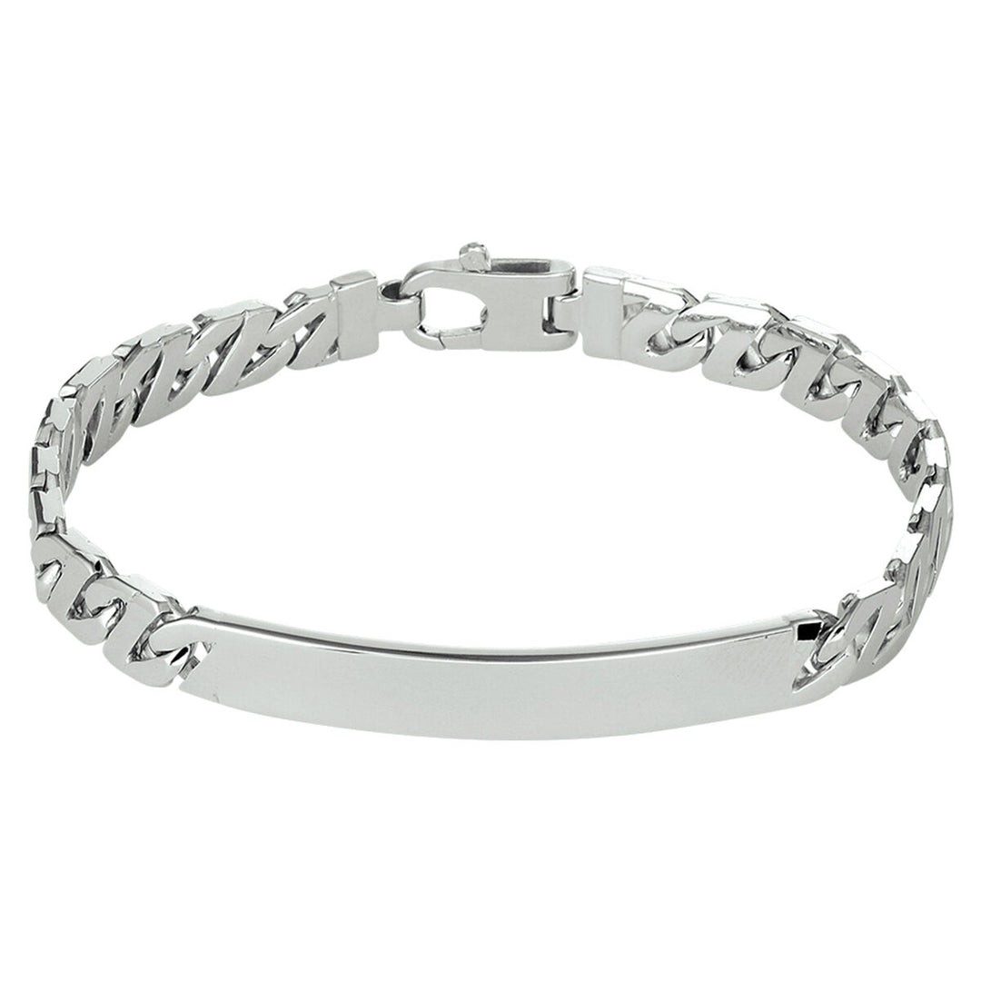 engraving bracelet gourmette plate 6.5 mm silver rhodium plated