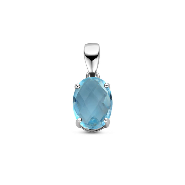 pendant blue topaz silver rhodium plated