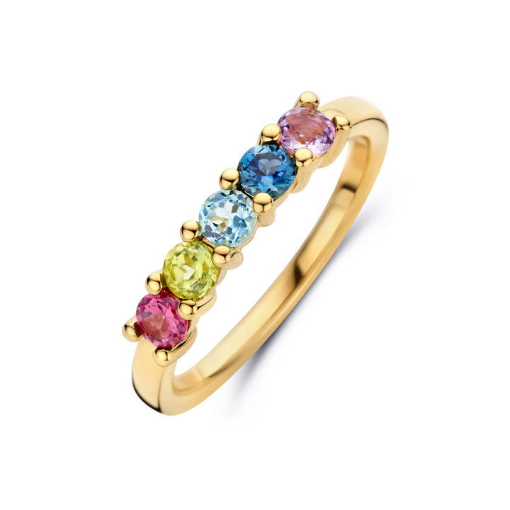 ring natural colored stones 14K yellow gold