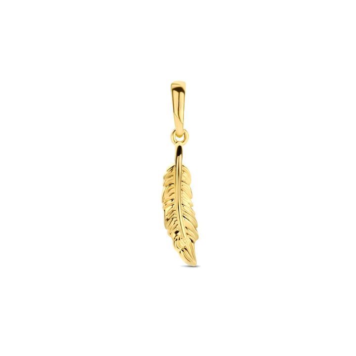 pendant feather 14K yellow gold