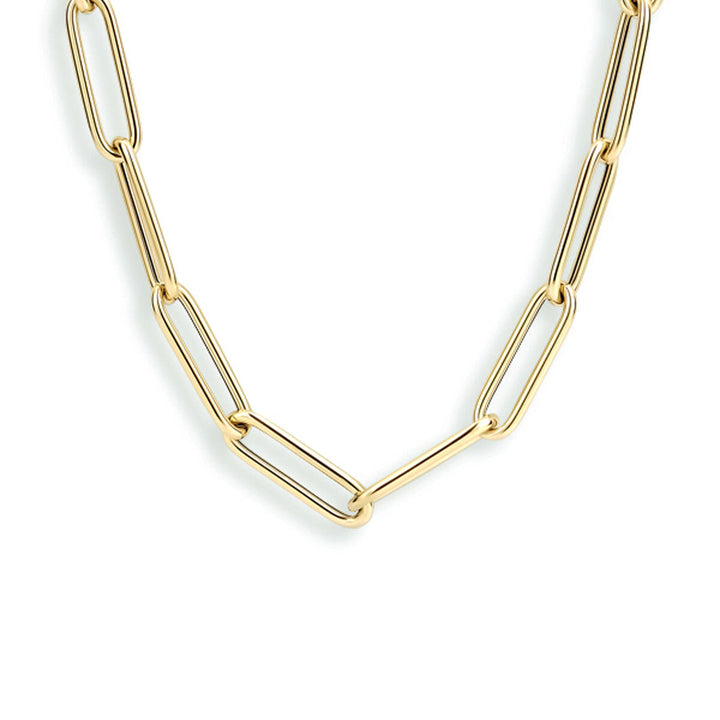 necklace paper clip round tube 4.5 mm 42 cm 14K yellow gold