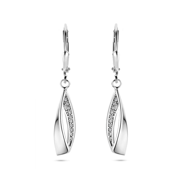 earrings zirconia brisur hook silver rhodium plated