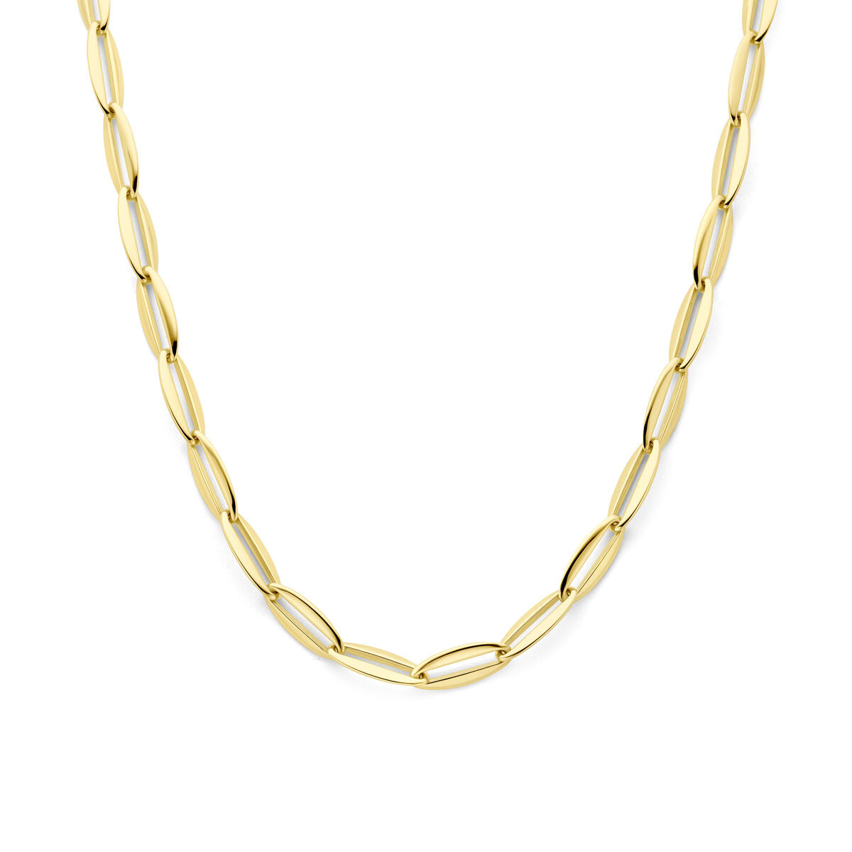 Collier van 14K geelgoud met anker schakels van 7,2 mm, lengte 44,5 cm.