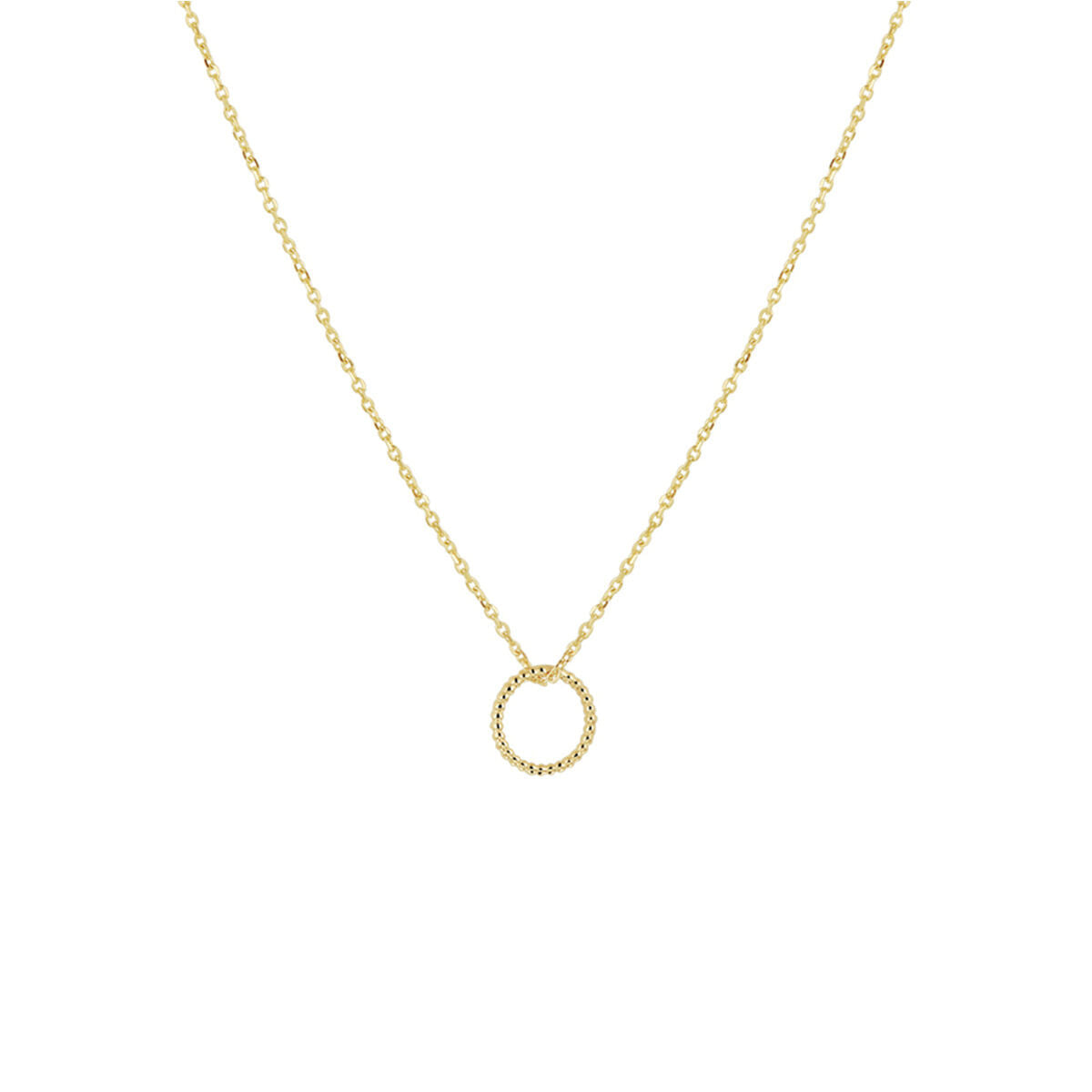 Het Van der Kooij Collectie collier rondje 40-42-44 cm in 14K geelgoud heeft een subtiele open cirkel hanger voor een tijdloze dames sieraad look, perfect voor elke outfit.