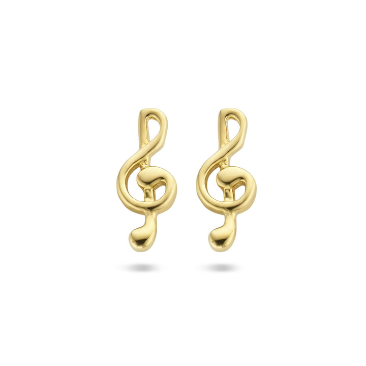 musical note ear studs 14K yellow gold