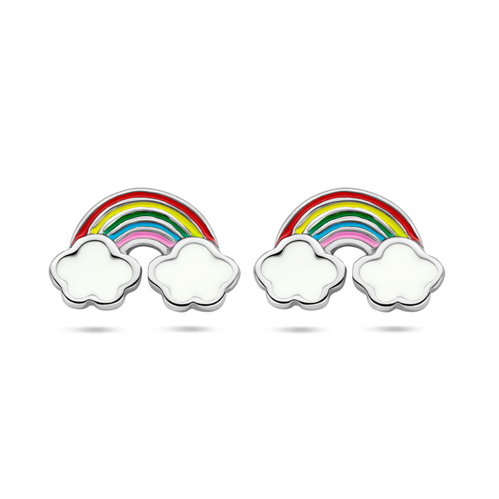 ear studs rainbow silver rhodium plated