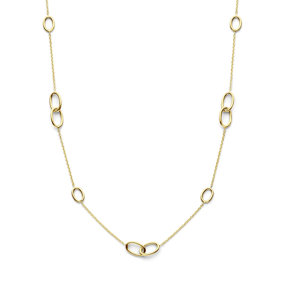 Collier van 14K geelgoud met ovale schakels, lengte 43-45 cm.