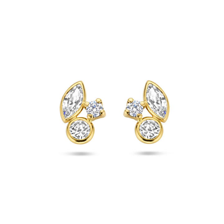 ear studs zirconia 14K yellow gold