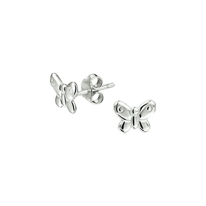 butterfly ear studs silver white