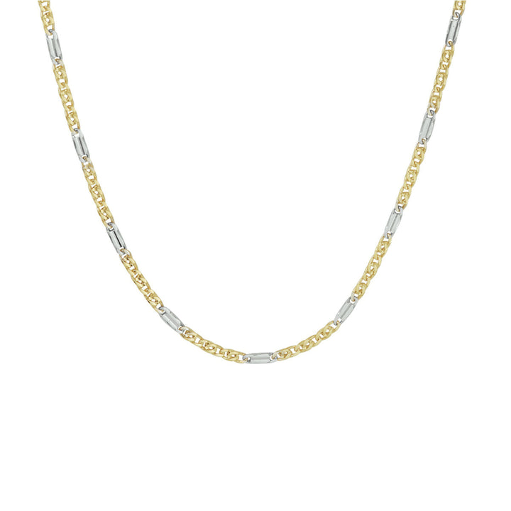 Gold ladies necklace falcon eye with spacer 14K bicolor