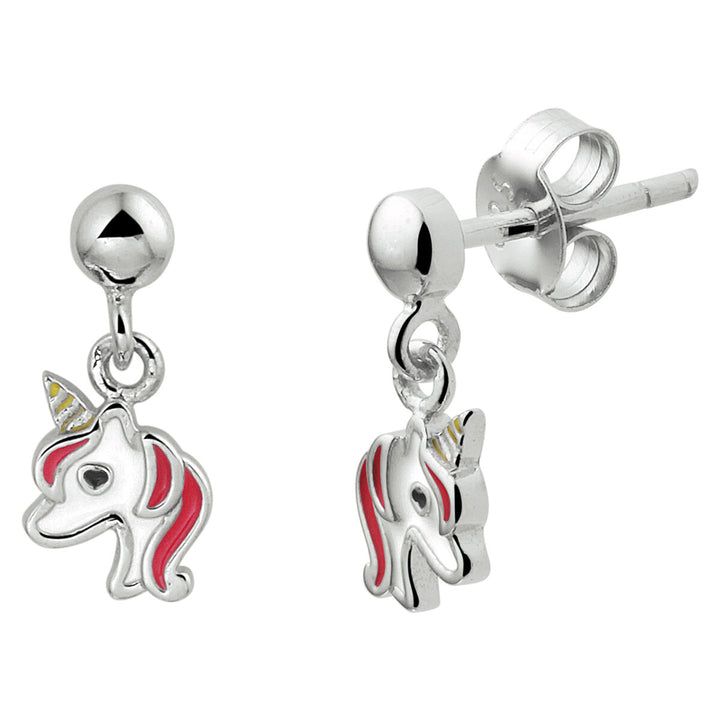 unicorn silver rhodium plated earrings