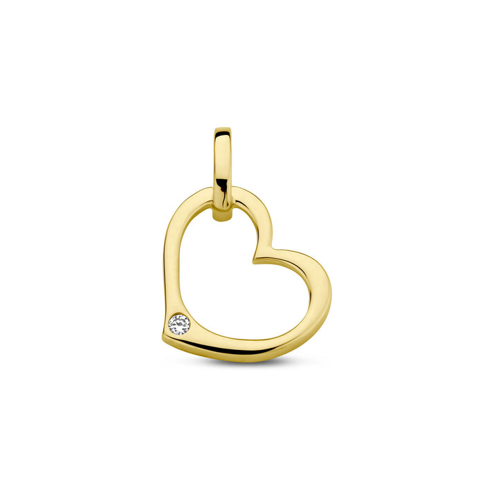 pendant heart and diamond 0.01ct h p1 14K yellow gold