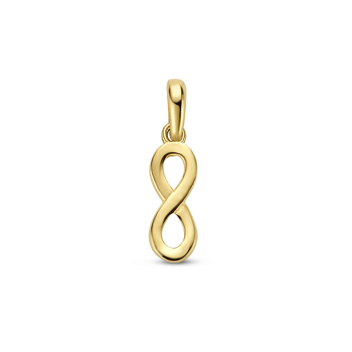 Hanger in de vorm van een infinity-teken, gemaakt van 14K geelgoud.