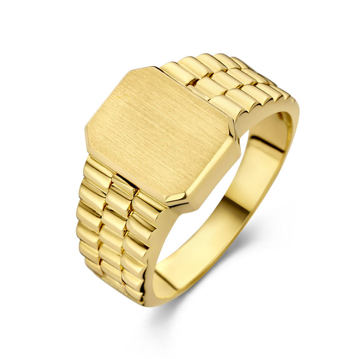 engraving ring matted 14K yellow gold