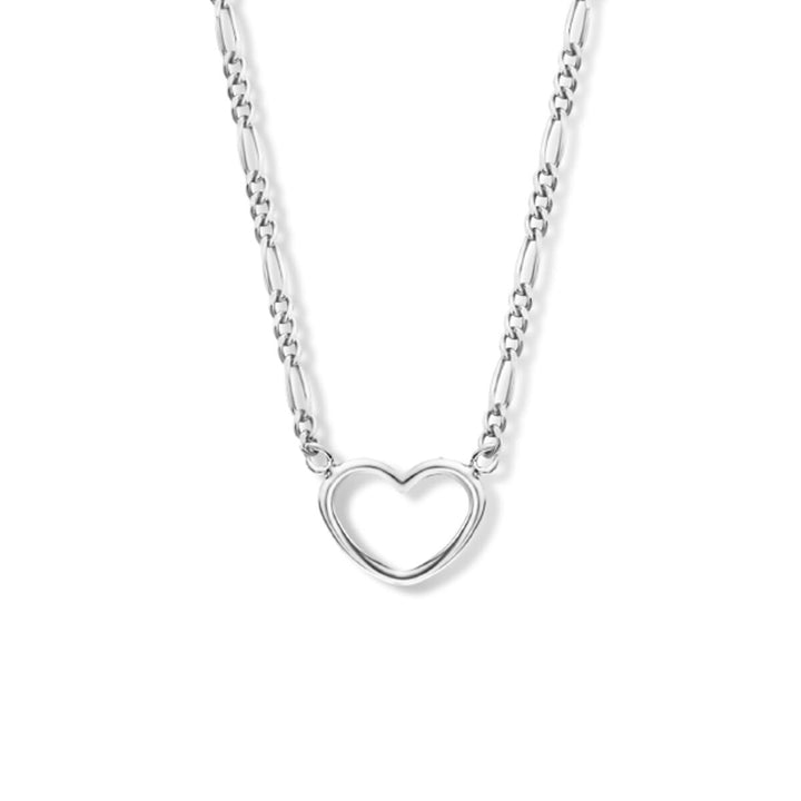 necklace heart 40 + 5 cm silver rhodium plated