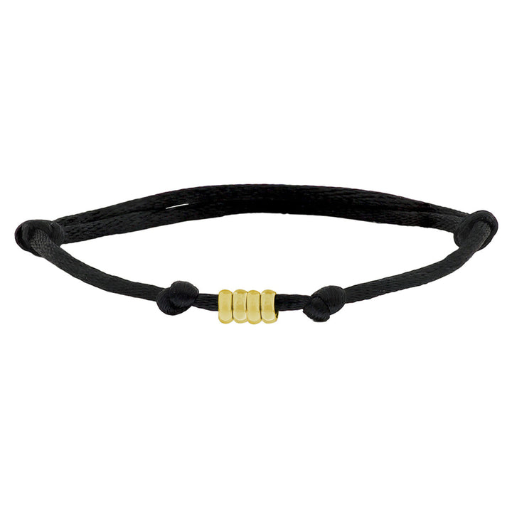 Gold bracelet men's satin 14K with rubber/nylon/leather