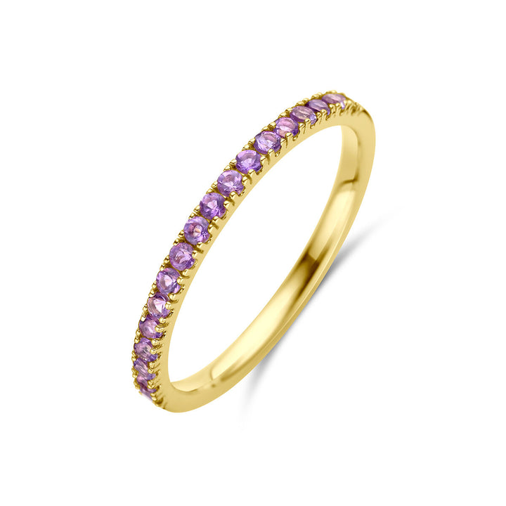 Ring mit Geburtsstein Amethyst 14. Februar Gelbgold