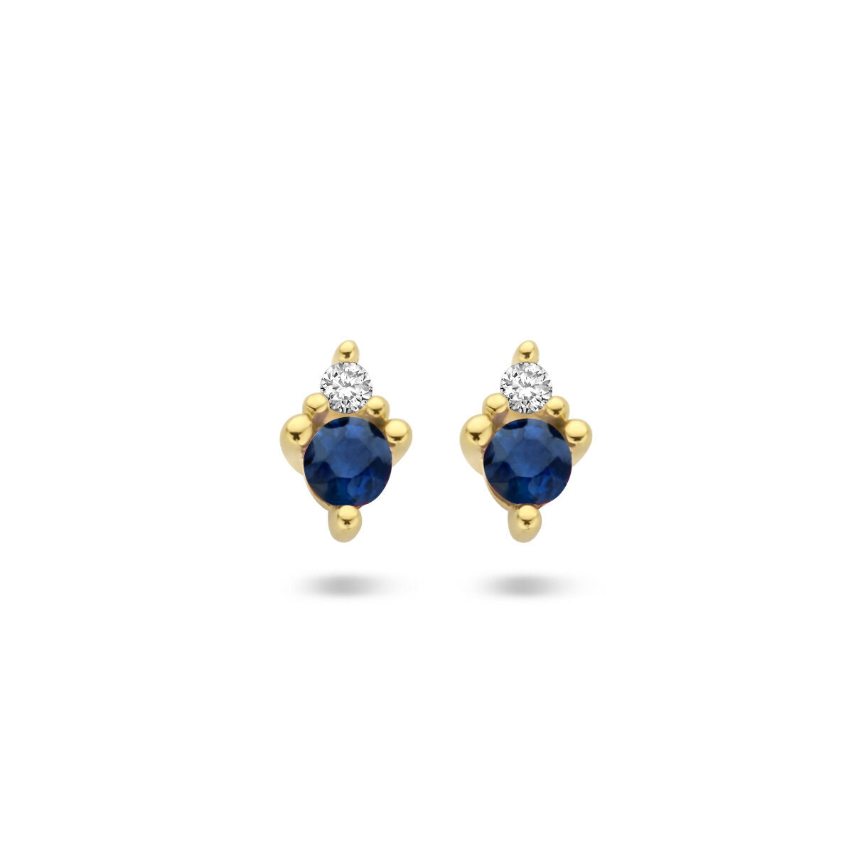 ear studs sapphire and diamond 0.02ct (2x 0.01ct) h p1 14K yellow gold