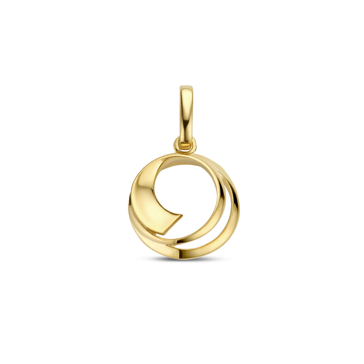 Ronde hanger van 14K geelgoud met een gestileerd, open ontwerp.