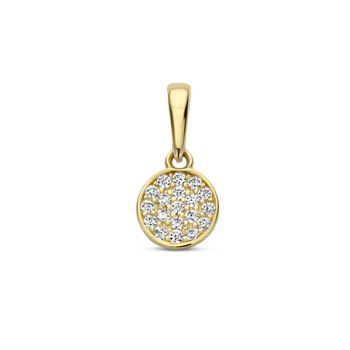 pendant round zirconia 14K yellow gold